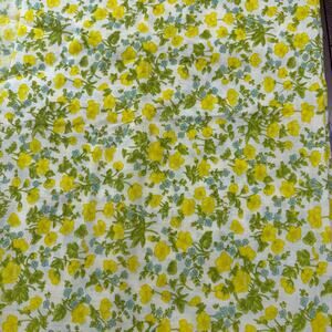 Vintage yellow floral light weight voile fabric yardage